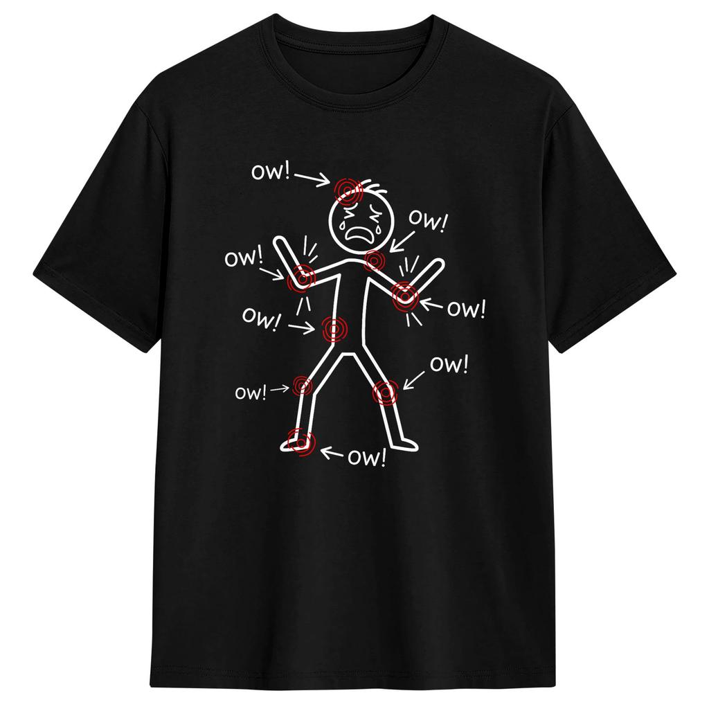 Unisex Unisex T Shirt Ow Ow Ow Funny Chronic Pain Awareness Comedy Stick Character TShirts Harajuku Summer Tees Cotton Clothing