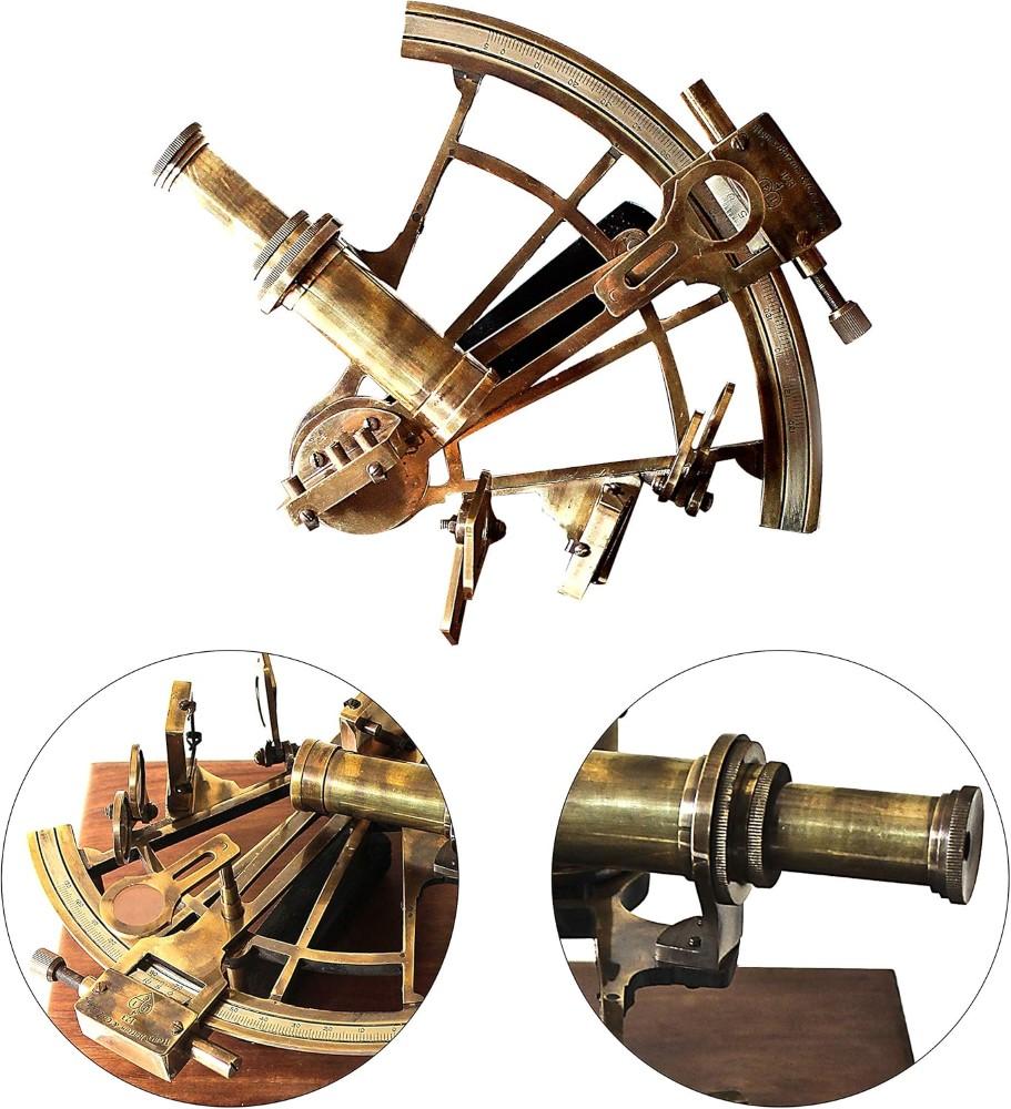 Antik Mässing Fungerande Marin Sextant Samlarobjekt Vintage Nautisk Skepp Astrolabium