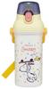 Skater Children's Water Bottle, 480ml, Direct Drinking, Plastic, One-Touch Operation, Dishwasher Safe, Made In Japan, Snoopy Skateboard Design, for