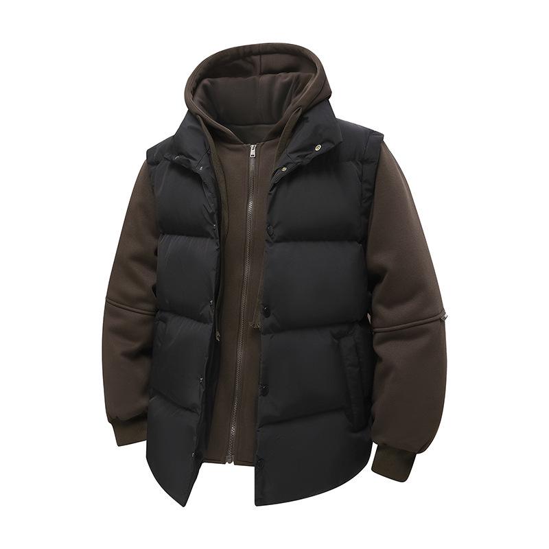 Unisex Color Block Cotton Jacket: Warm Hooded Coat for Autumn/Winter