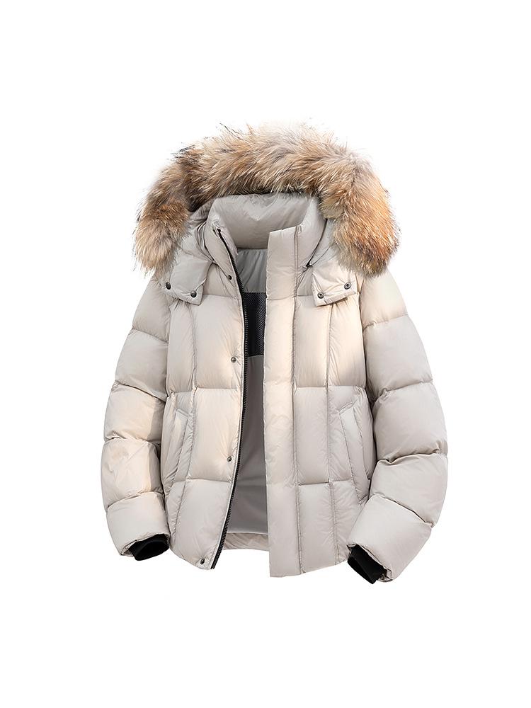 2025 Wintermode: Dicke Daunenjacke mit großem Pelzkragen, 90 % weiße Entendaune, Vielseitig & Warm, Kältebeständige Oberbekleidung