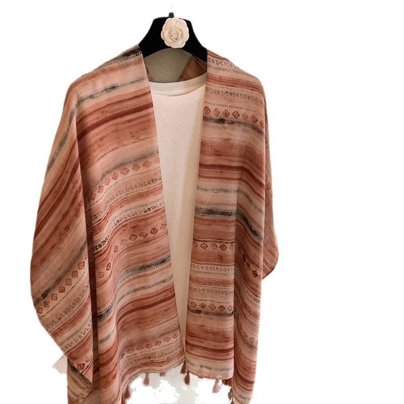 Women Bohemian Ethnic Style Lightweight Sunscreen Scarf For Outdoor Travel Daily Wear