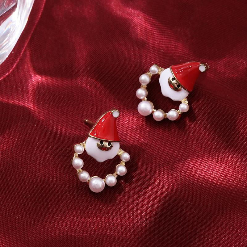 Christmas Santa Snowflake Earrings Cane Candy Bells Elk Earrings Christmas Hat Earrings