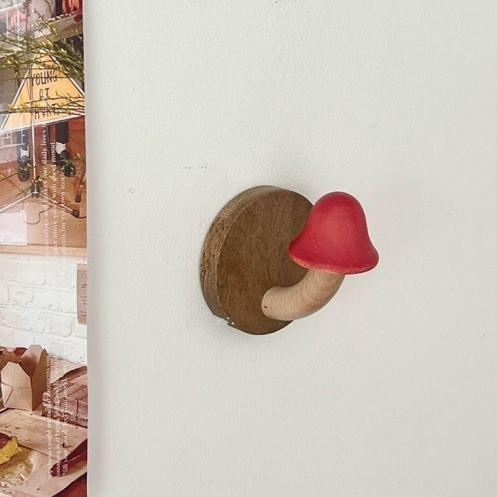 Wooden Mushroom Clothes Hat Hooks Wall Decoration Bathroom Hanger Organizer  Kitchen