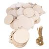50x Christmas Wooden Round Tags Natural DIY Chips Hanging Ornaments