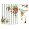 Painted Flowers Bathroom Shower Curtain Floor Mat Toilet Cover Foot Mat Four-Piece Pattern Size Fixed Zhi