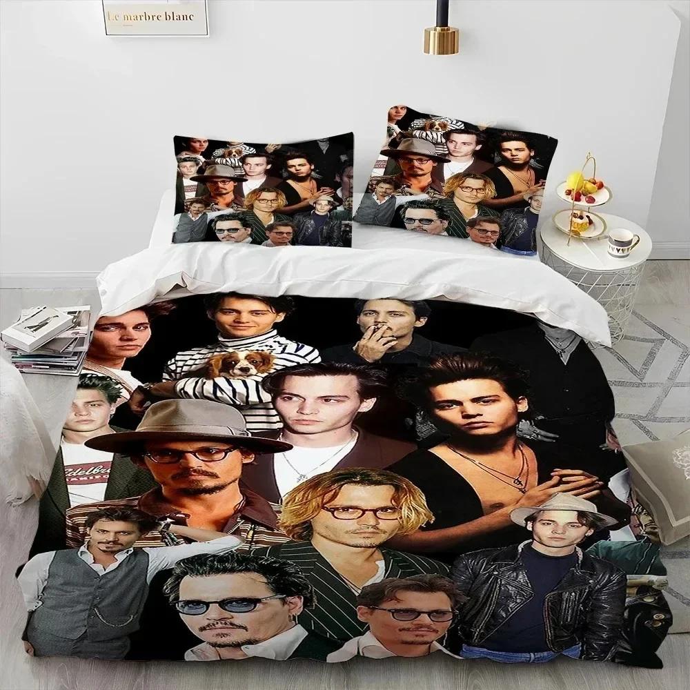 3D Printing Johnny Depp Series Comforter Bedding Set,Duvet Cover Bed Set Quilt Cover Pillowcase,king Queen Size Bedding Set Kids
