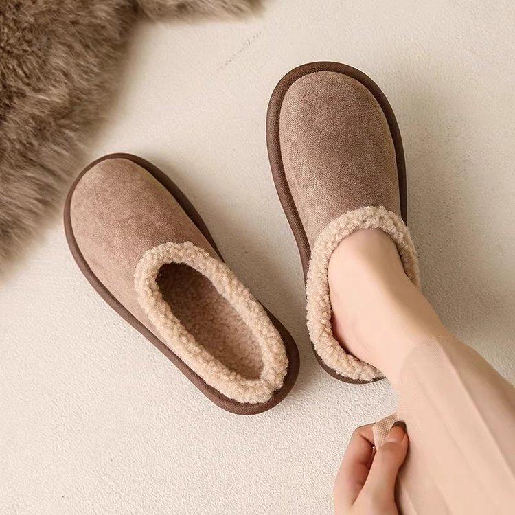 Soft leather version~ cotton slippers women's winter 2025 new outer wear non-slip waterproof warm hair drag pregnant women Boken shoes