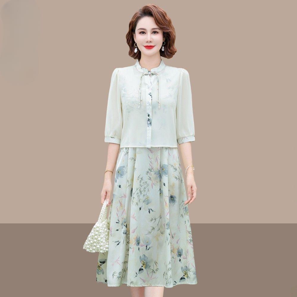 

Высококачественный летний комплект в китайском стиле для женщин, утягивающий, из двух частей, модный и элегантный XXXL зелёный