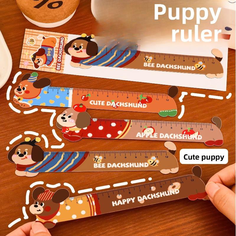 Cartoon Long Dog Magnetic Bookmark Ruler, Cute Student, High Appearance Level, Flexible Ruler, Irregular-shaped Magnetic Straight Ruler