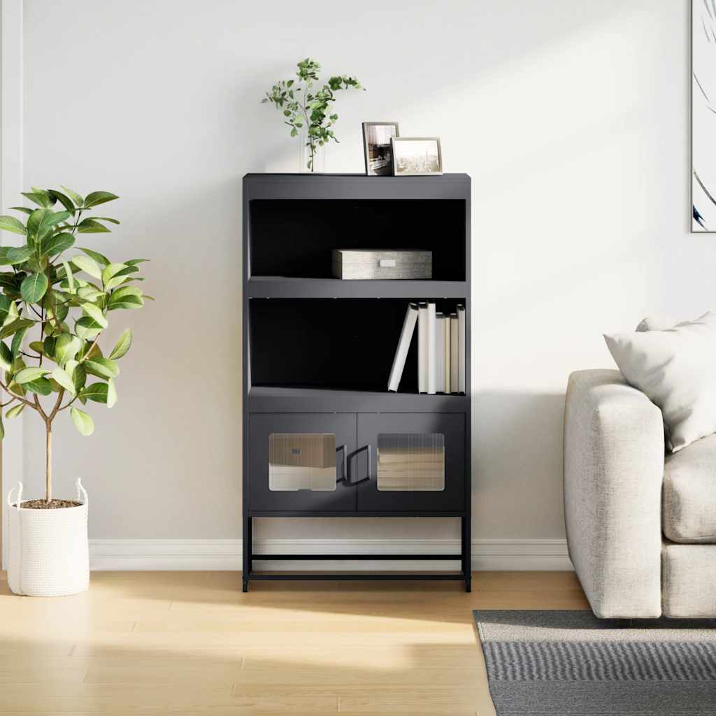 Komoda Wysoka Antracyt 68X39X123 Cm Stal