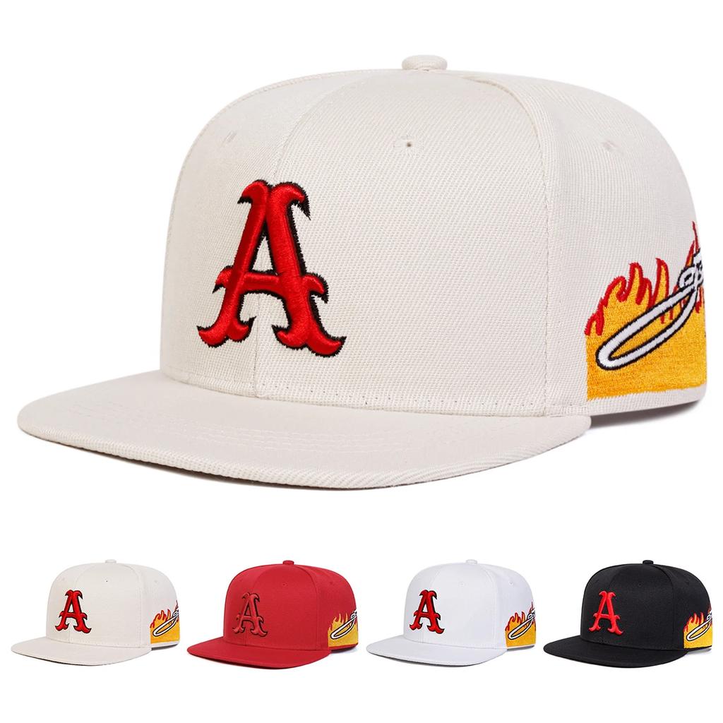 Hip-Hop Flame Side Stitching Stitched Embroidered Alphabet A Neutral Gender Women Men For Hats Spring Autumn Adjustable Casual Snapback Baseball