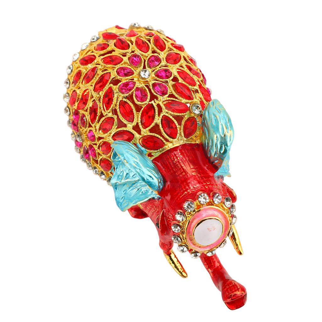 Enamel Elephant Jewelry Box Decorative Jewelry Organizer for Rings Earrings Jadestone Desktop Decor Gift Gold Red