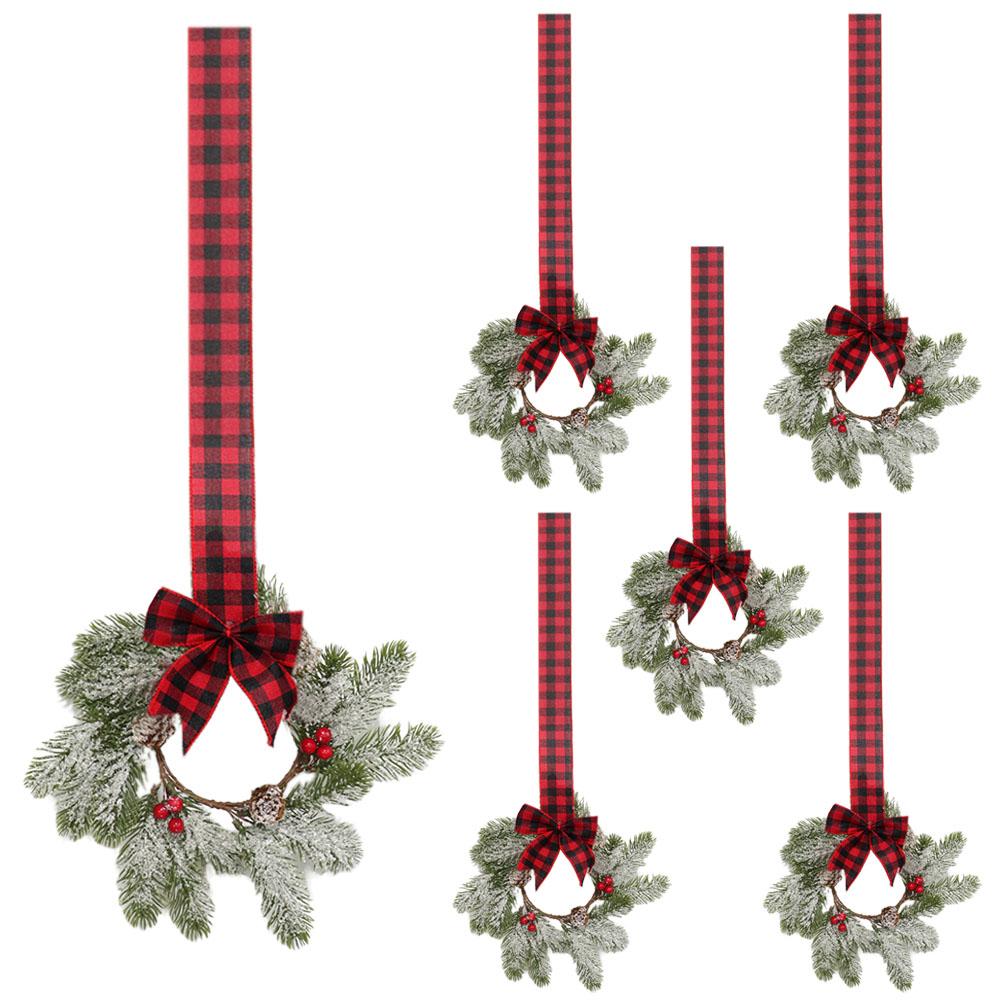 Christmas Wreath Red Bow Berry Artificial Pine Wreath For Window Door Cabinet Fireplace Christmas Decoration Festive Home Decor