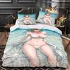Vollständiges und sexy Mädchen Bettlaken Set 3D gedrucktes Anime Mädchen, Kindermädchen, Junge, Erwachsener Daunen Bettbezug und Kissenbezug Reißverschluss, weich ultra