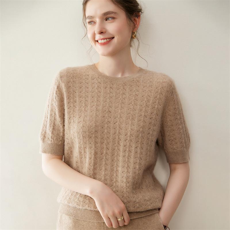 Women's Short Sleeve Cashmere Knit Top