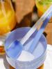 Korean-style Two-color Long Handle Glass Spoon Pudding Ice Cream Dessert Spoon Simple Heat-resistant Coffee Mixing Spoon