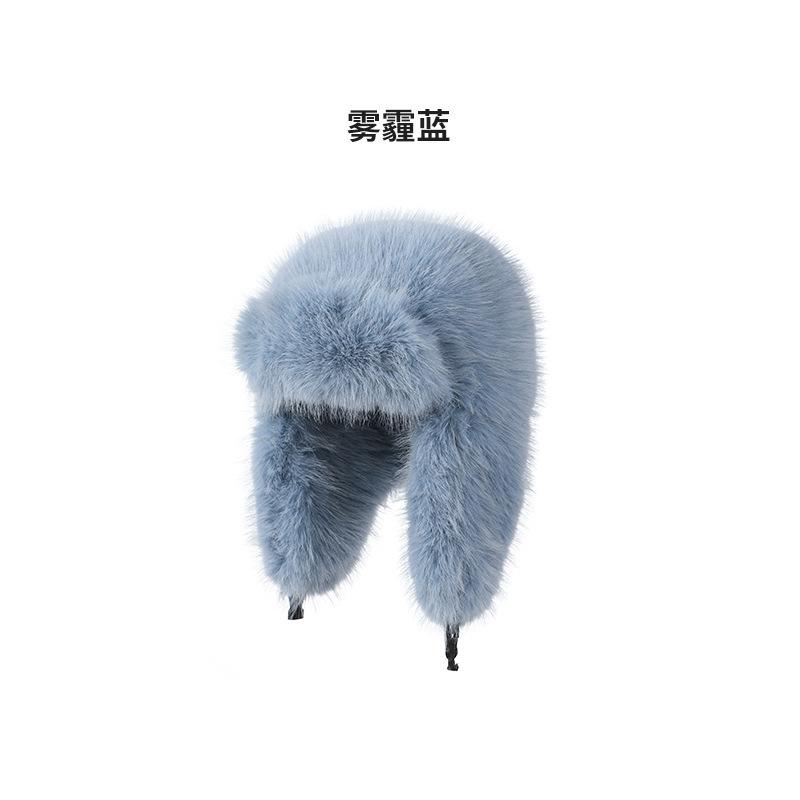 

Жіноча зимова імітація лисячого хутра тепла потовщена захист вух холодостійка вітрозахисна лижна плюшева лиса шапка 56-60cm average size