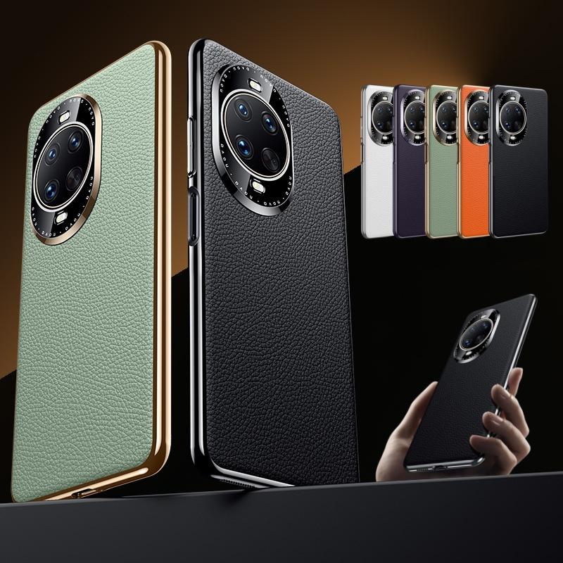 Luxury Genuine Leather Camera Lens Protection Back Case for Huawei Nova 14 Ultra / Pro / Nova 14 Plating PC Bumper Phone Cover