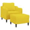 Armchair with Footstool Light Yellow 60 Cm Fabric