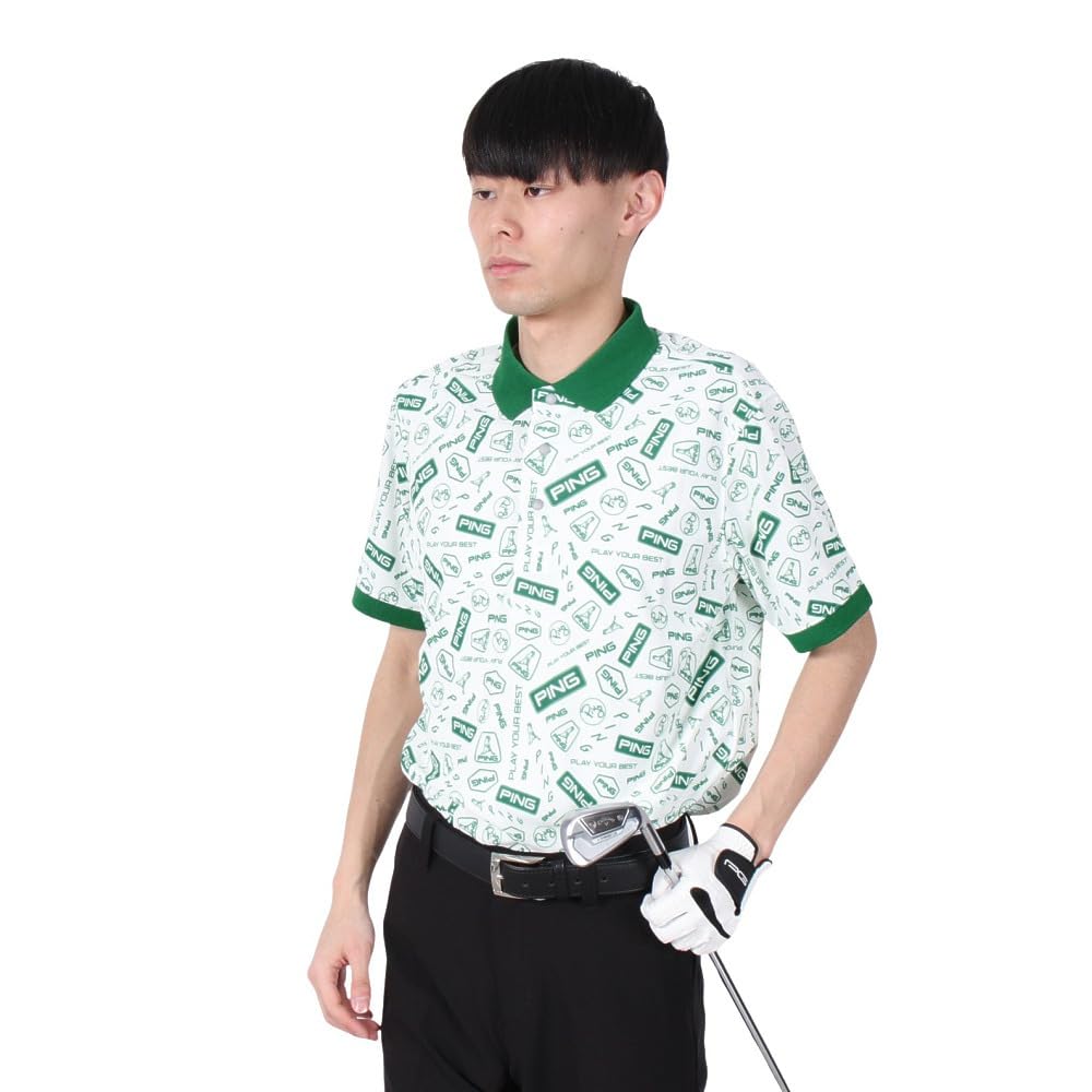 

Short Sleeve Polo Shirt Golf x Green S [Pin Apparel] Men s (All-over Print) / / 621-5160221 031_White