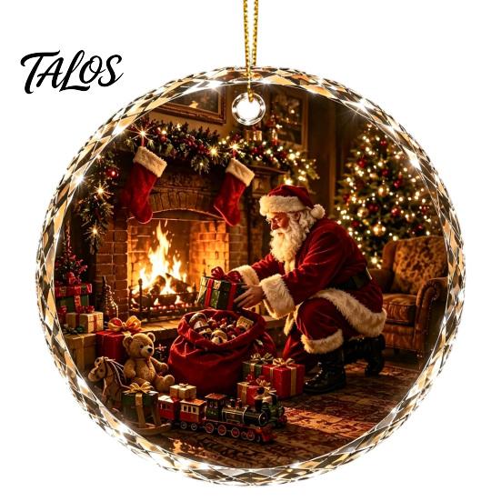 Christmas Landscape Ornament Scene Acrylic for Holiday Tree Decor, Decorative Festive Hanging Keepsake Party And Seasonal Home Decorations Artistic