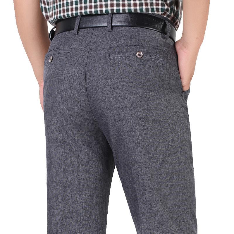 New Summer Thin Section Men's Casual Trousers High Waist Loose Men's Trousers Middle-aged Business Casual Straight Men's Trousers