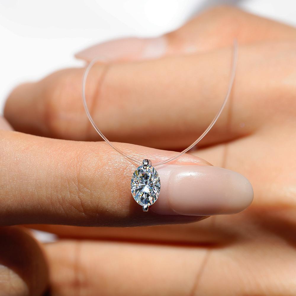 Fishing Line Women Moissanite Necklace Pendant Original 925 Sterling Silver Jewelry Moissanite Diamond  Necklace for Women