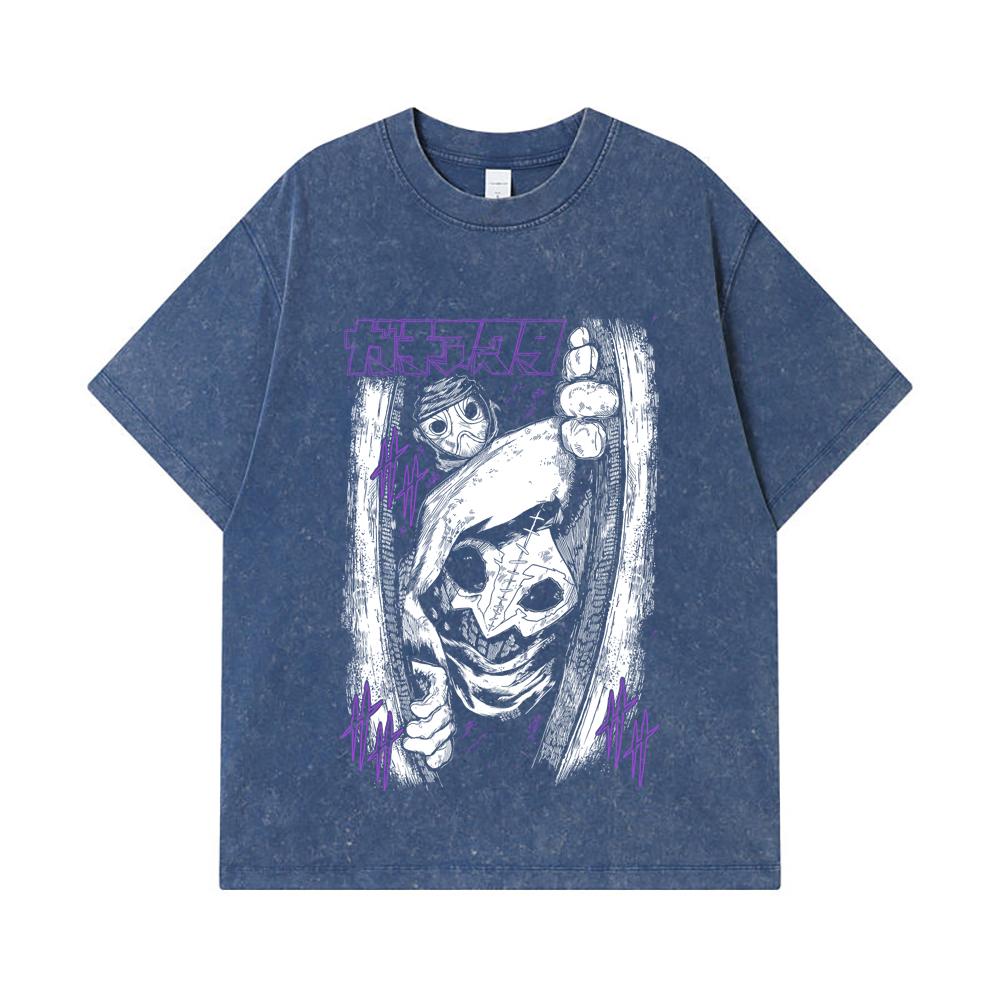 

275 GSM Washed T-shirts 100% Cotton Gachiakuta V9 Print Unisex Heavy Cotton T Shirt 2XL королівський синій колір