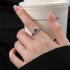 S Silver Wheat Ear Black Zircon Ring Index Finger Ring Versatile Open Ring