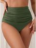 Women's High-Waisted Tummy-Control Slimming Bikini Bottoms with Quick-Dry Ruched Design in Multicolor