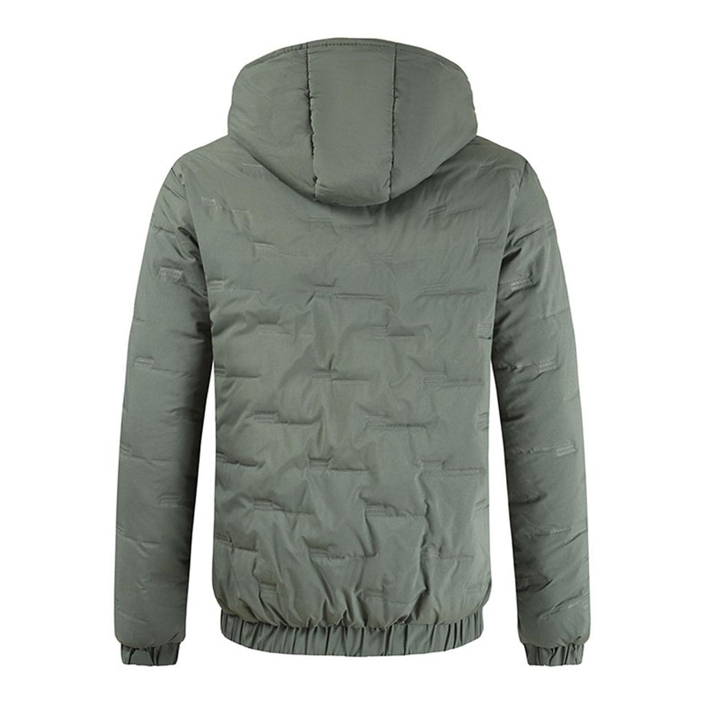 Mens Padded Down Jacket Coat Warm Zipper Hooded Thicken Coats Casual Solid Color Overcoat