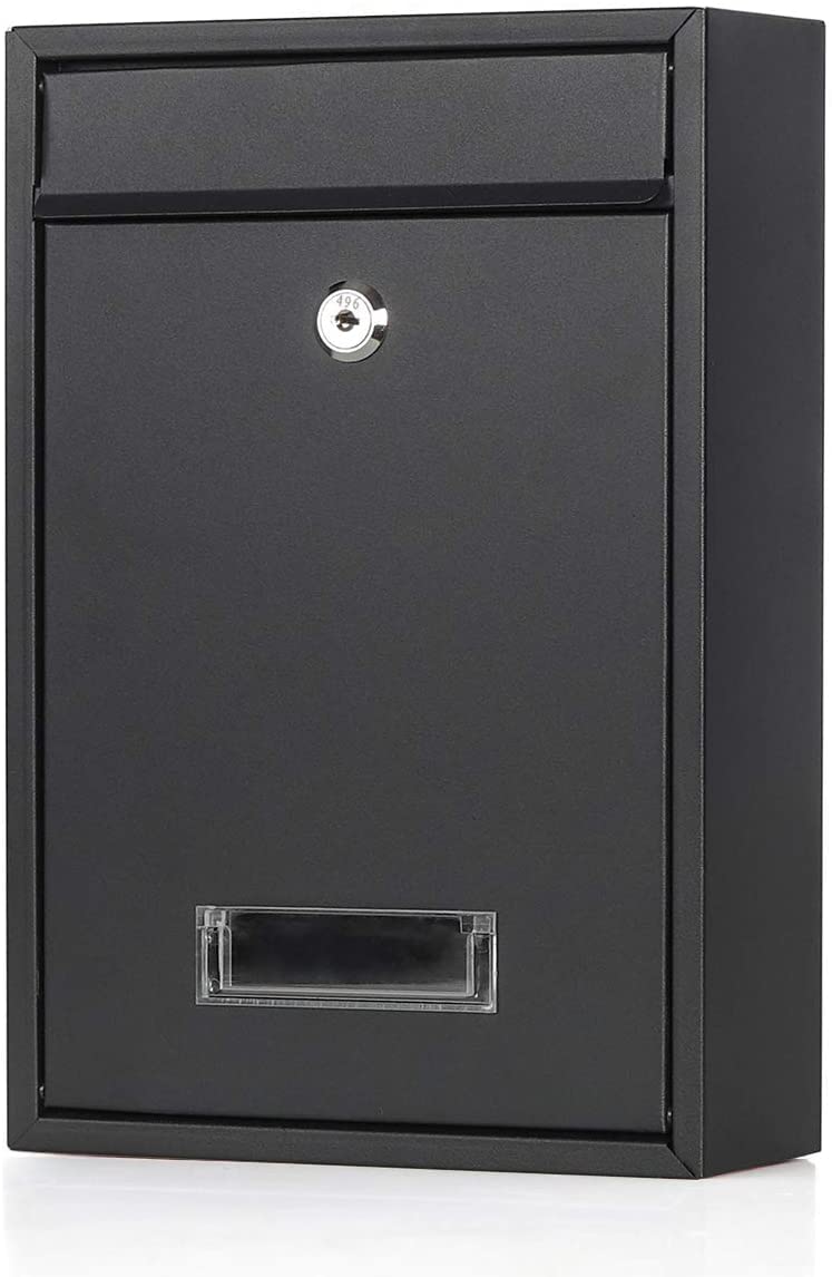 

Jssmst Mailbox, Post Box, Wall-Mounted, Key Lock, Metal, Matte Black, 06-mail (06-Key Lock)