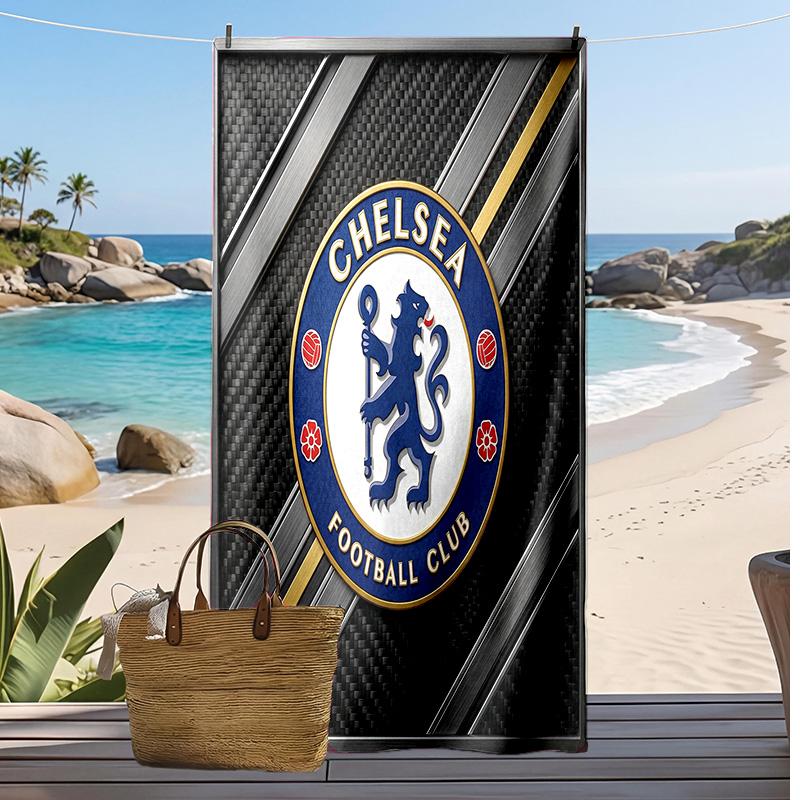 Asciugamano da Spiaggia Stampato Chelsea FC Asciugamano Morbido ad Asciugatura Rapida Coperta da Spiaggia Rettangolare Grande Portatile per Viaggi Piscina
