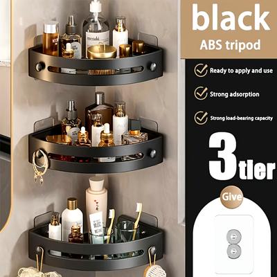 3pcs Punching-free Bathroom Triangle Rack Wall-mounted Toilet Bathroom Shower Washstand Wall Storage