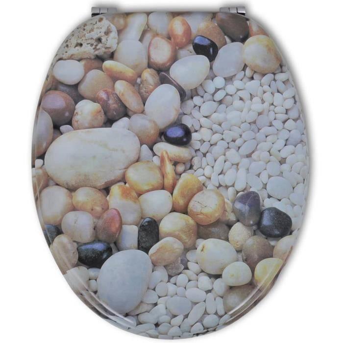 VidaXL Sièges de toilette avec couvercles 2 pcs MDF Galets