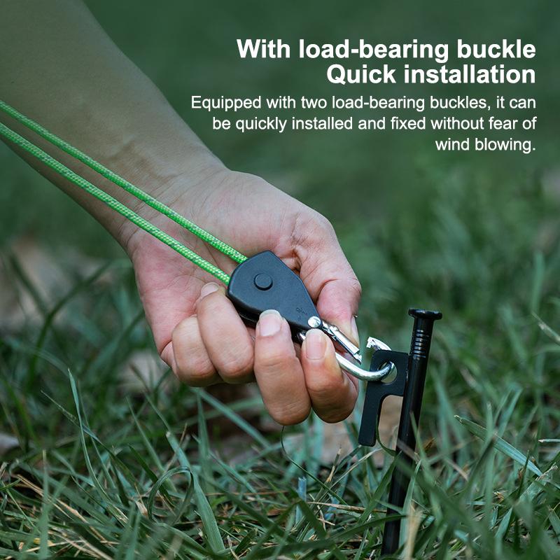1PC 4M Reflective Outdoor Tent Rope with Ratchet Pulley for Camping, Awning, Wind Rope