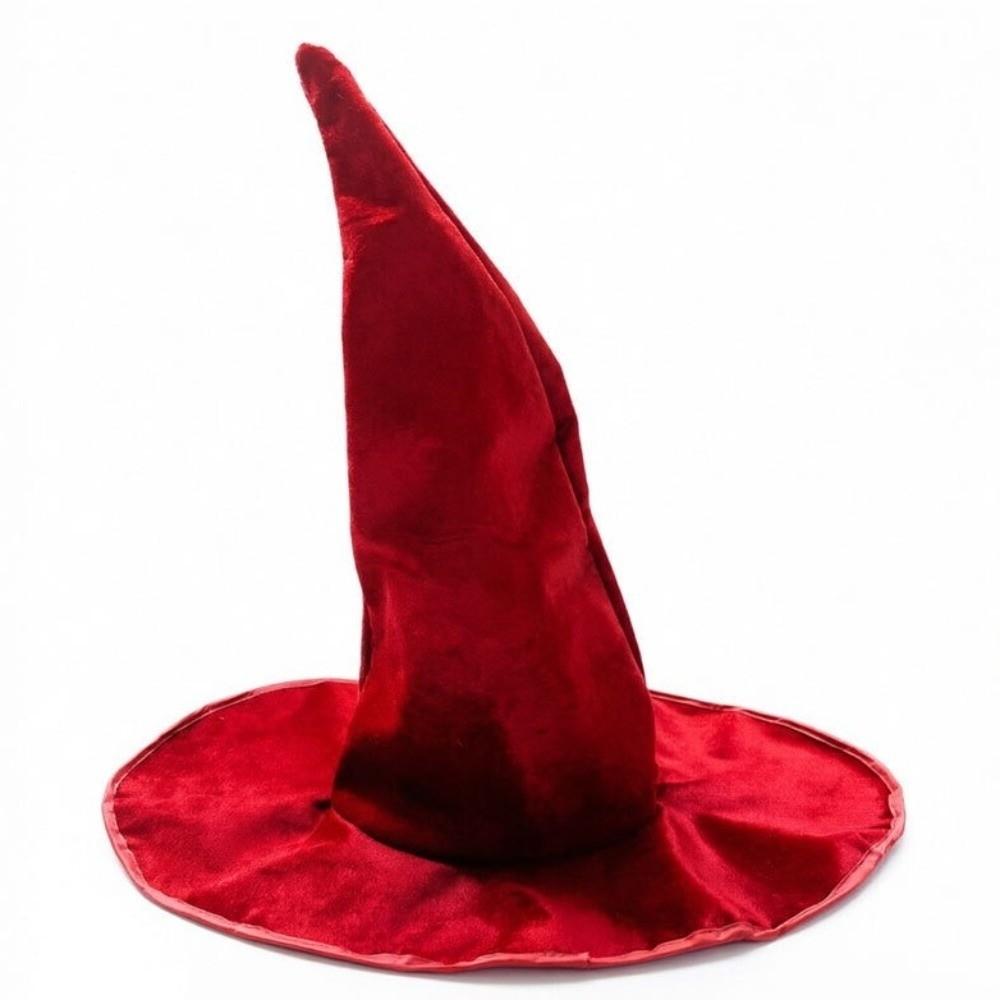 Large Plush Wizard Hat Velvet Curved Tip Tall Witch Hat Retro Witch Costume Hat Masquerade Ball