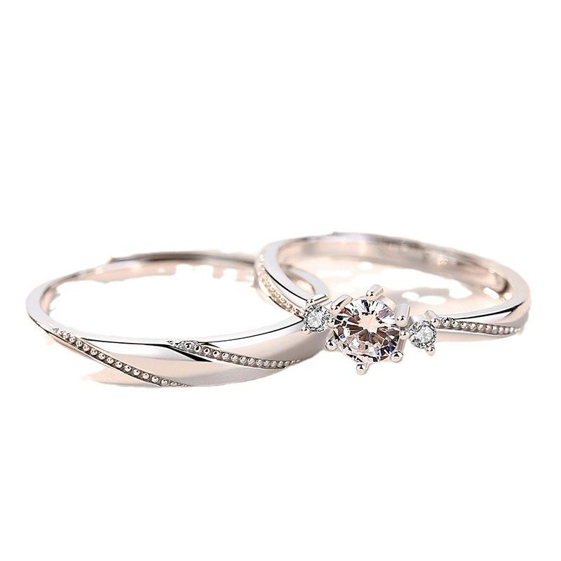 Minimalist Japanese & Korean Fashion Couple Rings: 'Love at First Sight' Open Design for Men & Women