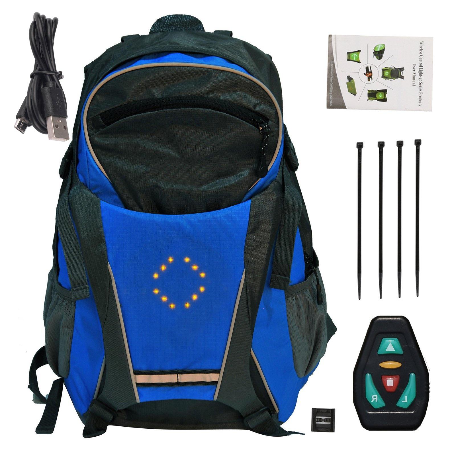 

18 л Велосипедный рюкзак Светодиодный указатель поворота Наружная безопасность Ночная езда Кемпинг синий