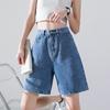 Five-point Denim and Thin Women's Summer Thin Models, New High-street Trendy High-waisted Loose Wide-leg Trousers
