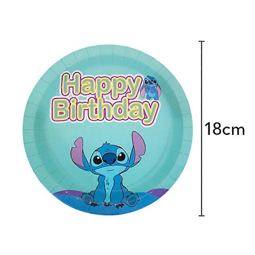 Blue Stitch Interstellar Baby Festival Party Tableware Stitch Flag Balloon Paper Plate Birthday Party Tableware