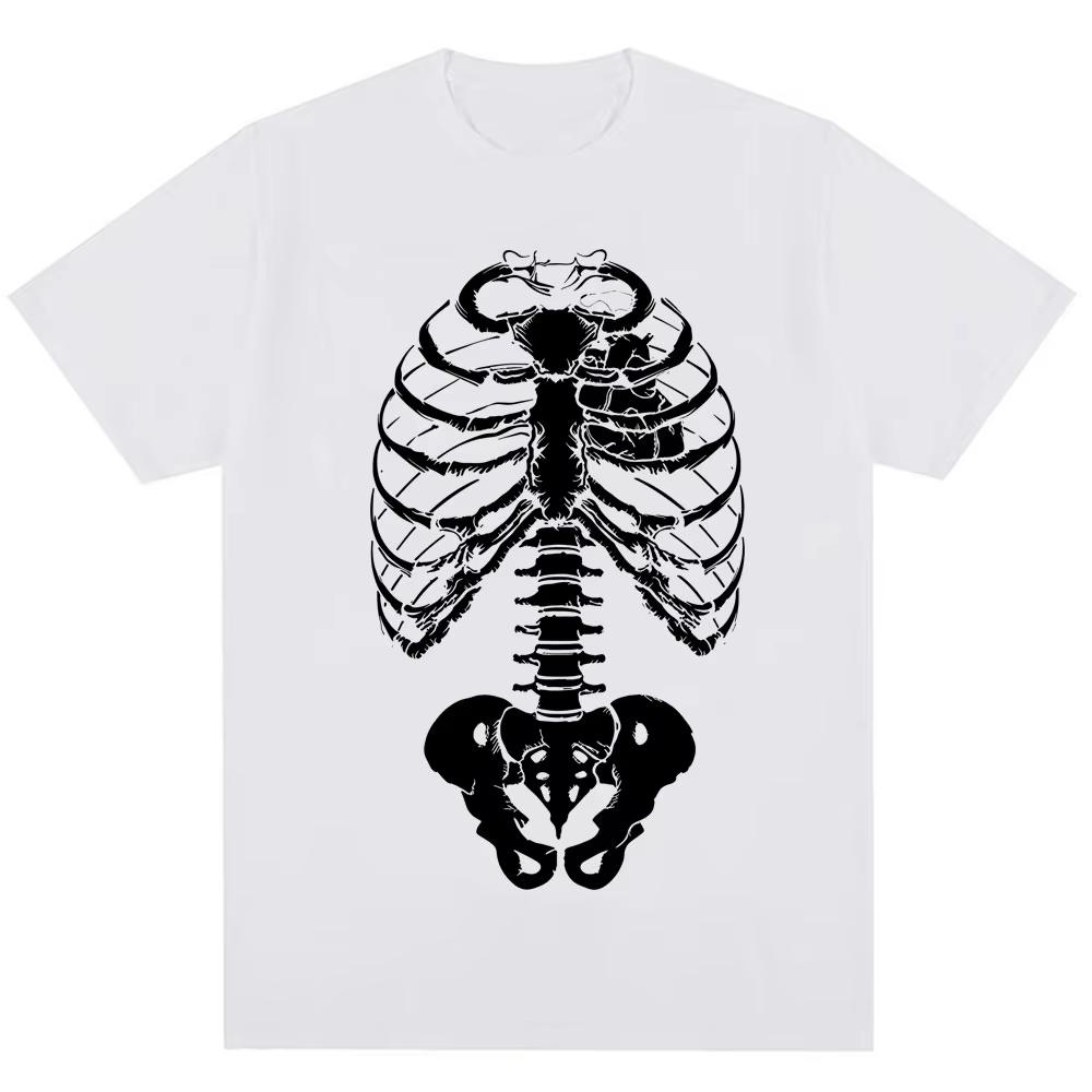 2026 Summer Fashion Trendy Tee Vintage Skeleton Graphic Gothic Punk Print T Shirt Men Women Fashion Harajuku Short Sleeve Y2k Oversized T-shirts