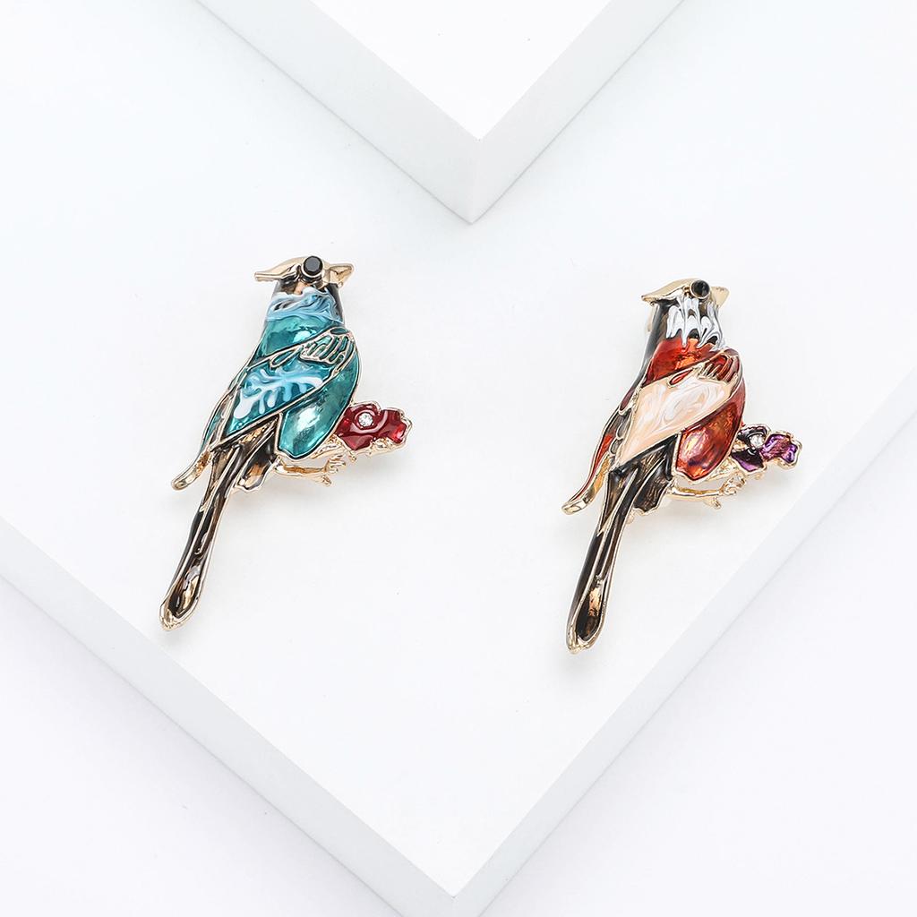 Fashion Color Dripping Bird Brooch Creative High-End Animal Cute Corsage Jacket Coat Pin Accessories