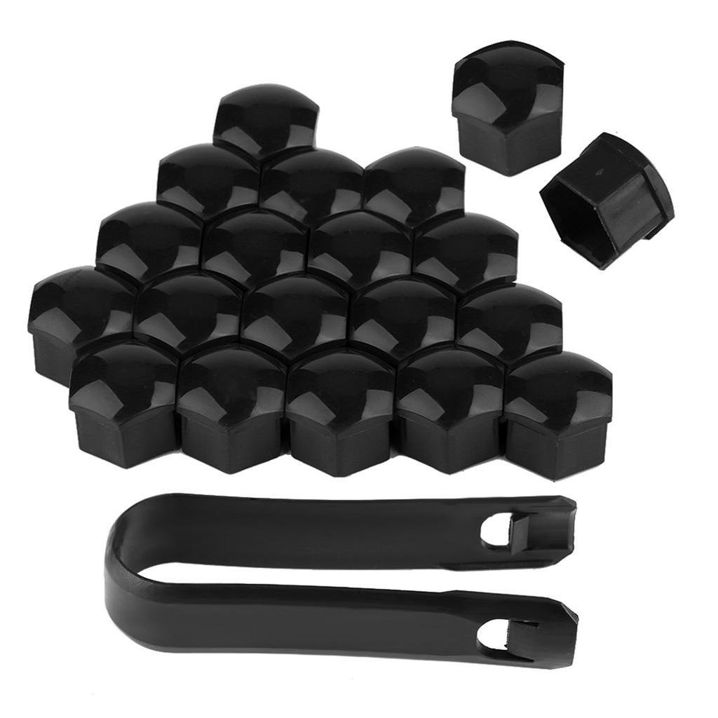 20pcs 21mm Nut Car Wheel Auto Hub Screw   Anti Theft Cover   Black
