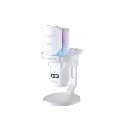 Comica EJoy Uni USB Condenser Gaming Microphone with RGB Noise and Mute for Web and Content Compatible with and (White) Lighting, Reduction, One-Touch
