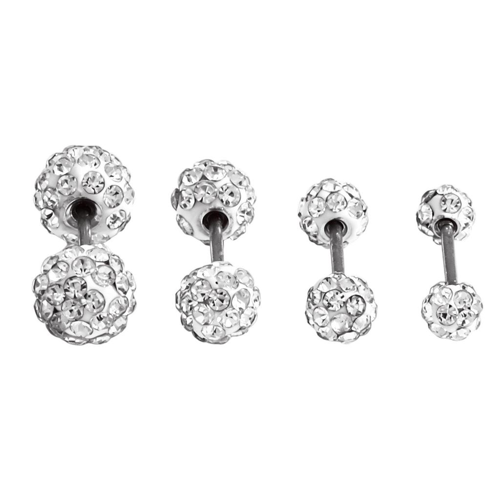 Exquisite Rhinestone Double-Head Screw Back Earrings - Light Luxury & Minimalist French Style for Women