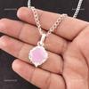 Cushion Natural Rose Chalcedony Handmade Wife Gift New Pendant Sterling Silver PP-2-16