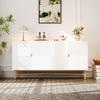 Sideboard with Raised Texture 160cm, with Four Doors, Golden Brushed Handles and High-Gloss Table Legs, White, 160×40×82cm(old sku N657P28156667W)