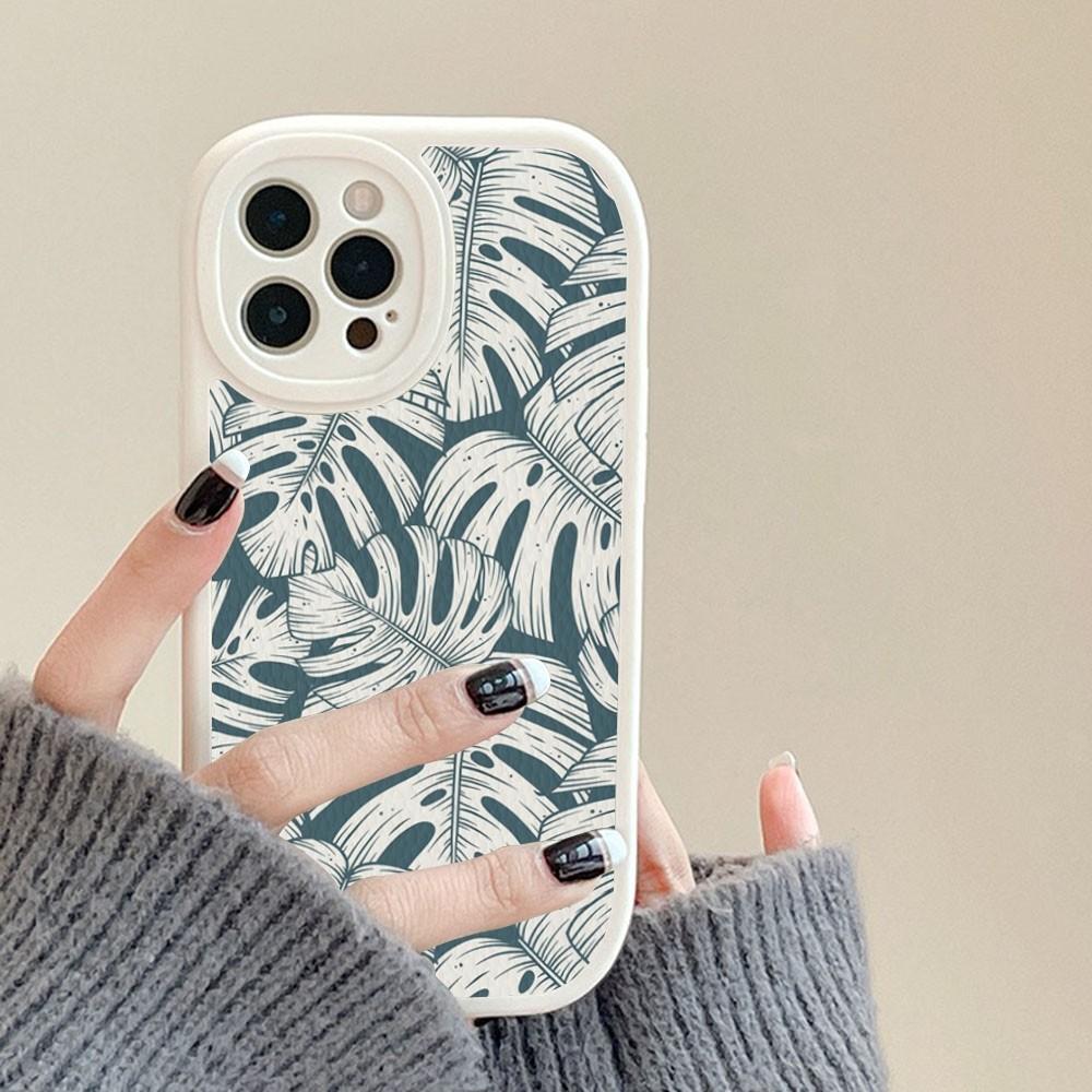 Blad Monstera Grön Telefonfodral Hårt Läder För IPhone 14 13 12 Mini 11 14 Pro Max Xs X Xr 7 8 Plus Fodral